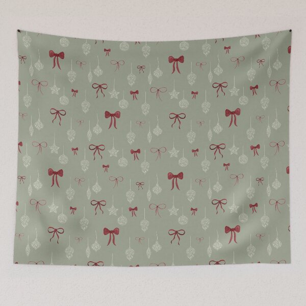 Item preview,  Hand-Drawn Ornaments Bows Sage Red designed and sold by Designs by christel_treiber.