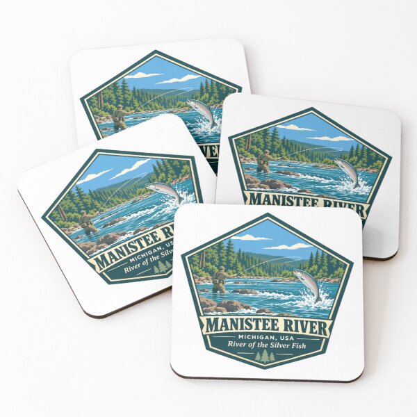 Item preview, Manistee River Michigan USA River Of The Silver Fish Fly Fishing Angler designed and sold by NeedForParks.