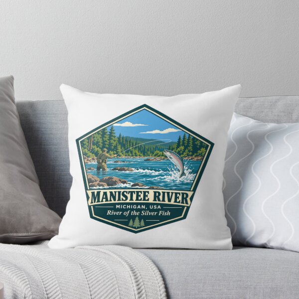 Item preview, Manistee River Michigan USA River Of The Silver Fish Fly Fishing Angler designed and sold by NeedForParks.