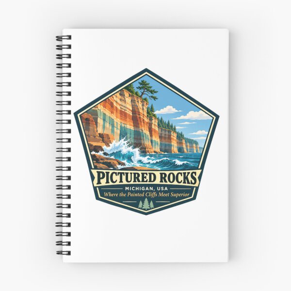 Item preview, Pictured Rocks Michigan USA Where The Painted Cliffs Meet Superior National Lakeshore Travel Souvenir designed and sold by NightGlyph.
