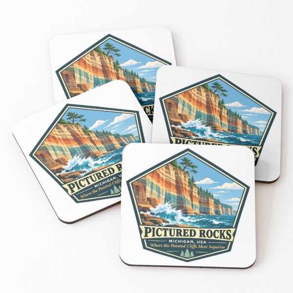 Item preview, Pictured Rocks Michigan USA Where The Painted Cliffs Meet Superior National Lakeshore Travel Souvenir designed and sold by NightGlyph.