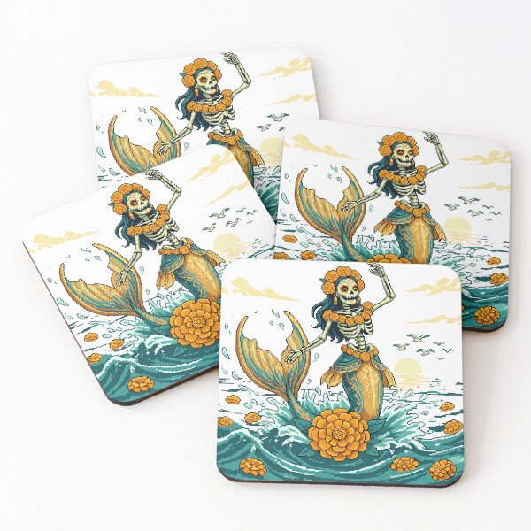 Item preview, Marigold Sunrise Siren — Catrina Mermaid Pixel Art designed and sold by PixelBrujeria.