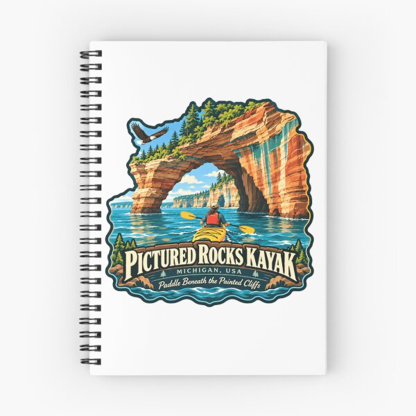 Item preview, Pictured Rocks Kayak Michigan USA Paddle Beneath The Painted Cliffs Travel Souvenir designed and sold by NightGlyph.