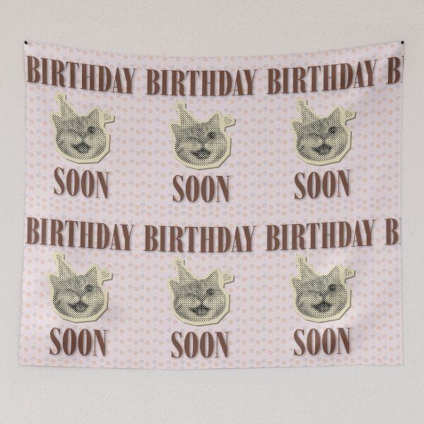 Item preview, Funny Birthday Soon Party Hat Cat Meme designed and sold by Artemis & Woven Collective.