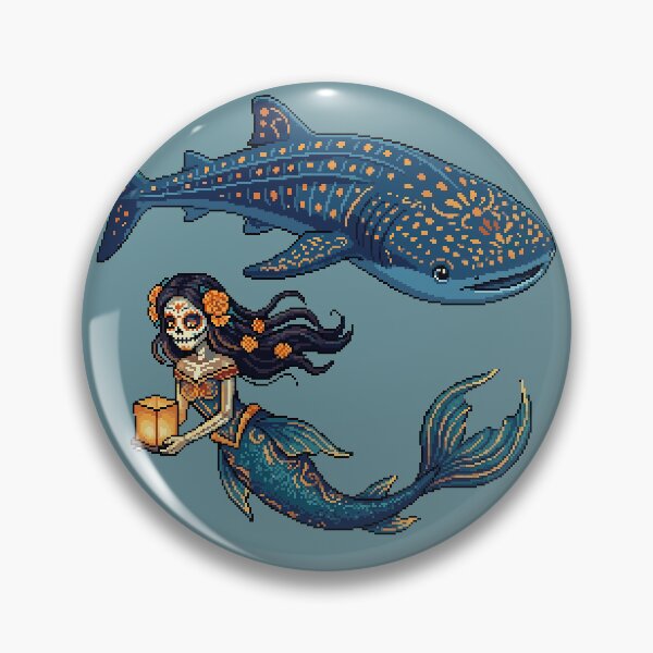Item preview, Lantern-Bearer Siren — Catrina Mermaid Pixel Art designed and sold by PixelBrujeria.