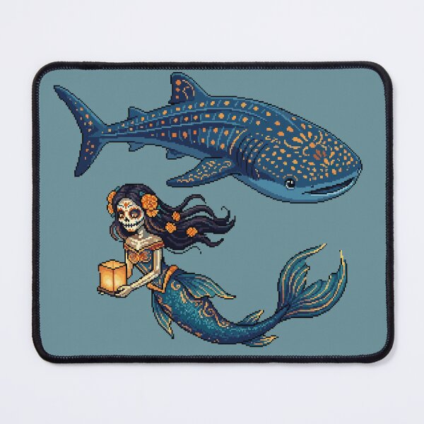 Item preview, Lantern-Bearer Siren — Catrina Mermaid Pixel Art designed and sold by PixelBrujeria.