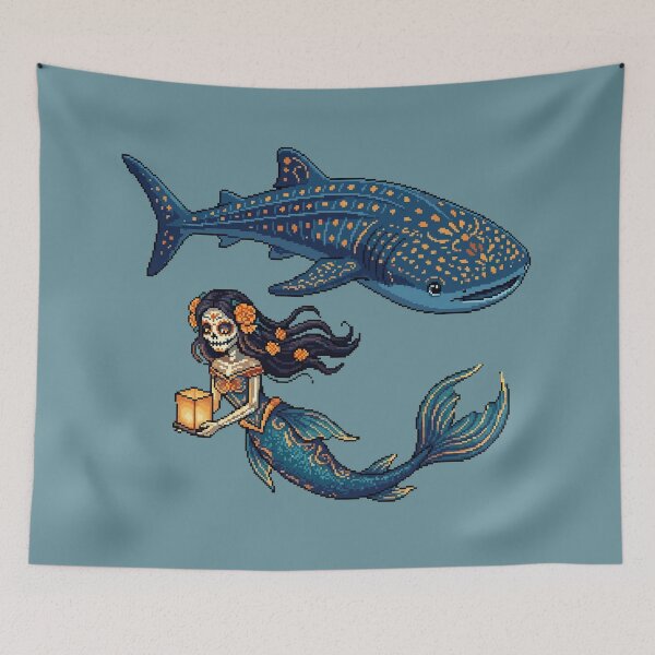 Item preview, Lantern-Bearer Siren — Catrina Mermaid Pixel Art designed and sold by PixelBrujeria.