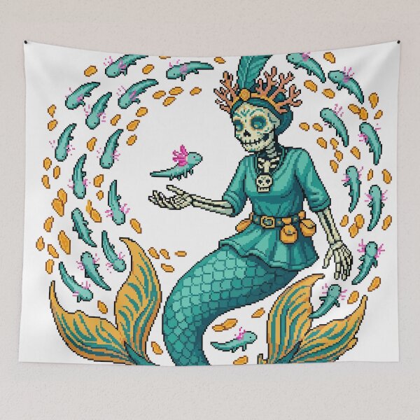 Item preview, Guardian Siren — Catrina Mermaid Pixel Art designed and sold by PixelBrujeria.