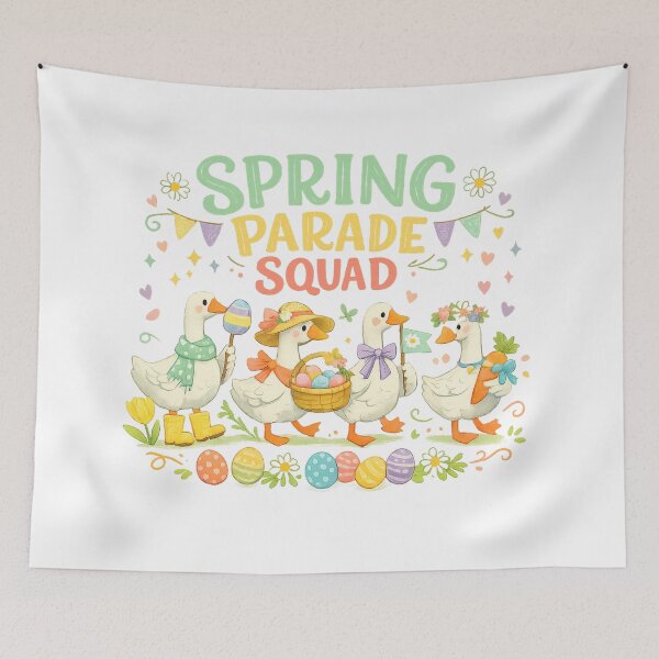 Item preview, Spring Parade Squad Cute Goose Easter Eggs Floral Spring Design Art designed and sold by inkoutninja.