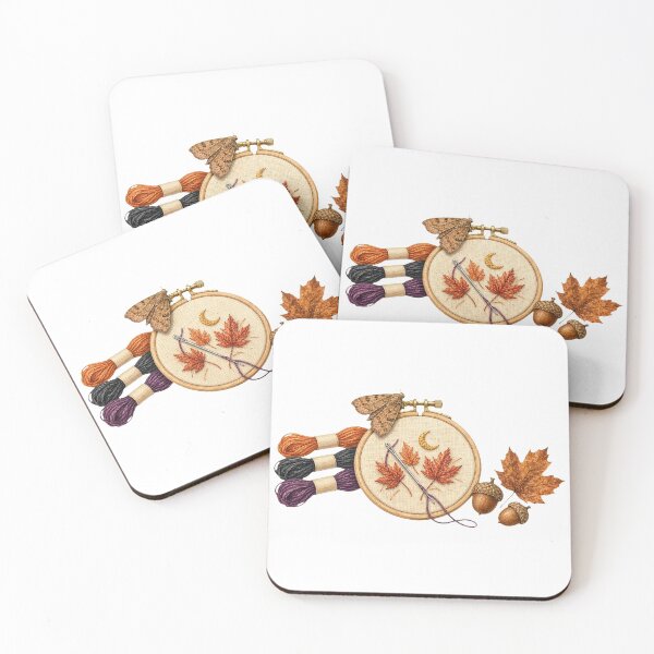 Item preview, Autumn Embroidery Hoop with Moth and Floss designed and sold by Northroom Studio.