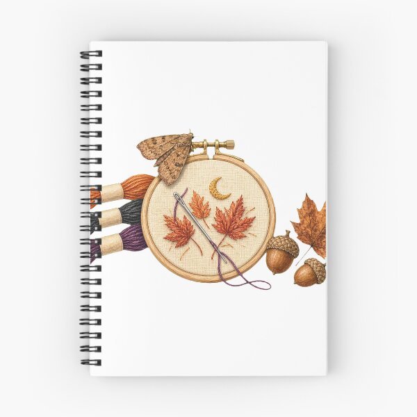 Item preview, Autumn Embroidery Hoop with Moth and Floss designed and sold by Northroom Studio.