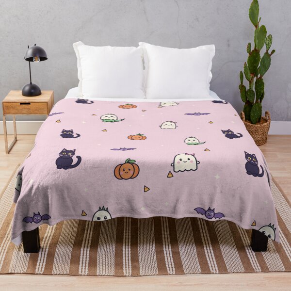 Item preview, Pink Kawaii Halloween Pattern Ghost Black Cat Pumpkin designed and sold by violetteskyart-vioart.