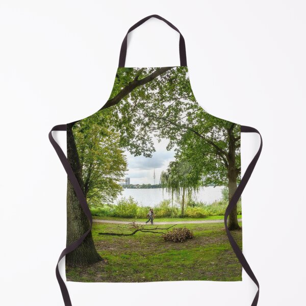 Item preview, Two People Walking Along Lakeside Park Pathway designed and sold by Hutchingse.