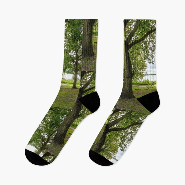 Item preview, Two People Walking Along Lakeside Park Pathway designed and sold by Hutchingse.