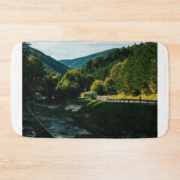 Item preview, Shallow Stream Flowing Through Forested Mountain Valley designed and sold by Hutchingse.