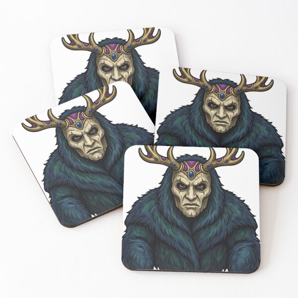 Item preview, Perchten Mask of Perchta with Carved Antlers - Gothmas Dark Christmas Emblem designed and sold by IllumeInk.