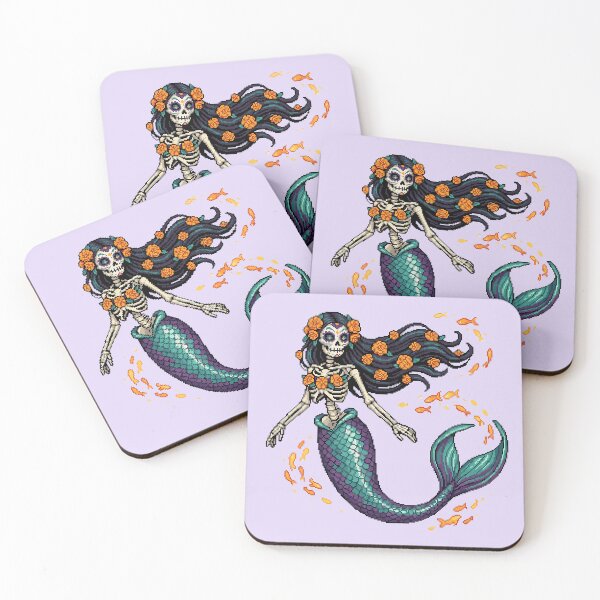 Item preview, Marigold Tide Siren — Catrina Mermaid Pixel Art designed and sold by PixelBrujeria.