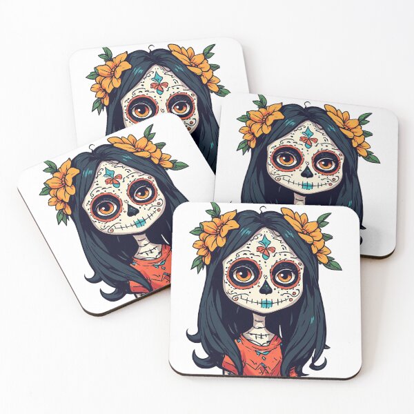 Item preview, Sugar Skull Girl Day of the Dead Marigold Floral T-Shirt Design designed and sold by Burnt Cloth Tees.