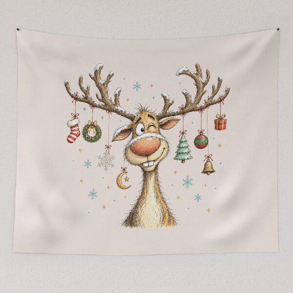 Item preview, Vintage Christmas Reindeer, Cute Retro Reindeer, Nostalgic Holiday, Merry Christmas, Festive Winter Animal designed and sold by Quiajia.