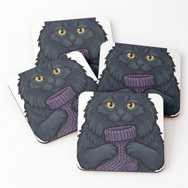 Item preview, Yule Cat with a Chunky Knitted Stocking - Dark Christmas Emblem designed and sold by IllumeInk.