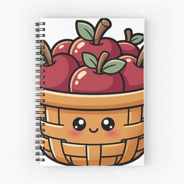 Item preview, Kawaii Apple Basket Filled with Round Red Apples designed and sold by pumsquare.