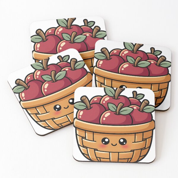Item preview, Kawaii Apple Basket Filled with Round Red Apples designed and sold by pumsquare.
