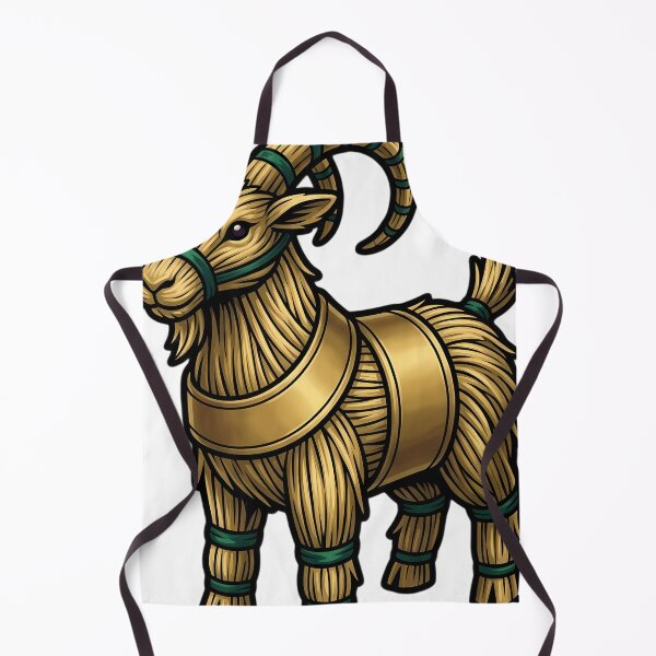 Artikelvorschau, Weihnachtsbock mit breitem Goldband – Emblem des dunklen Winters entworfen und verkauft von IllumeInk.