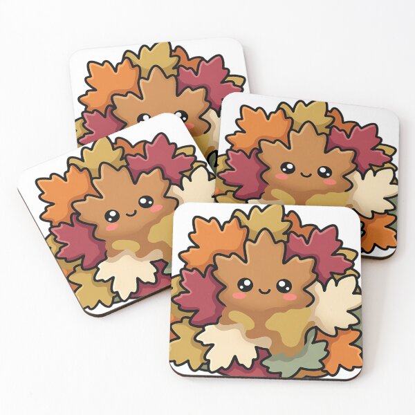Item preview, Kawaii Maple Leaf Pile with a Sweet Happy Face - Autumn Thanks designed and sold by pumsquare.