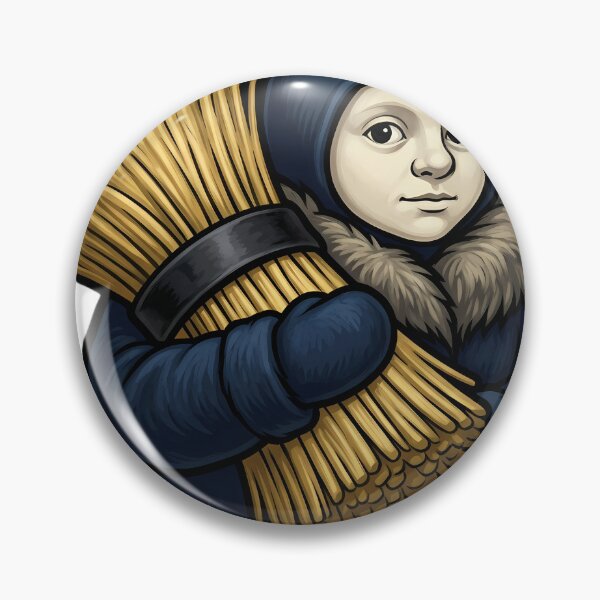Item preview, Yule Lad with a Chunky Straw Sheaf - Dark Christmas Emblem designed and sold by IllumeInk.