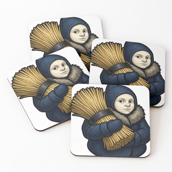 Item preview, Yule Lad with a Chunky Straw Sheaf - Dark Christmas Emblem designed and sold by IllumeInk.