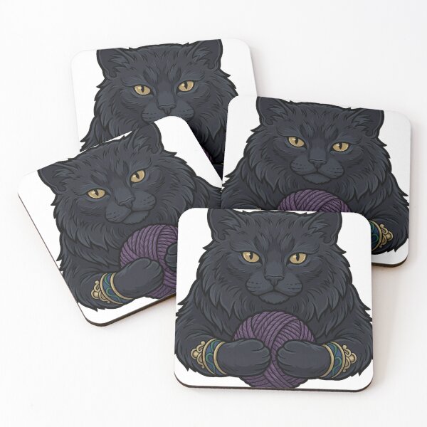 Item preview, Yule Cat with a Chunky Ball of Yarn - Dark Christmas Emblem designed and sold by IllumeInk.