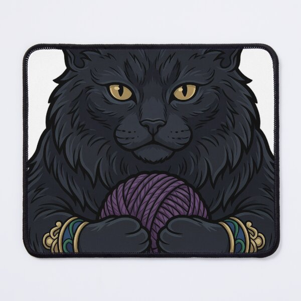 Item preview, Yule Cat with a Chunky Ball of Yarn - Dark Christmas Emblem designed and sold by IllumeInk.