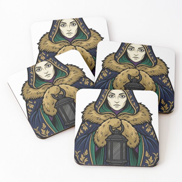 Item preview, Winter Witch with an Opaque Lantern - Black Christmas Emblem designed and sold by IllumeInk.