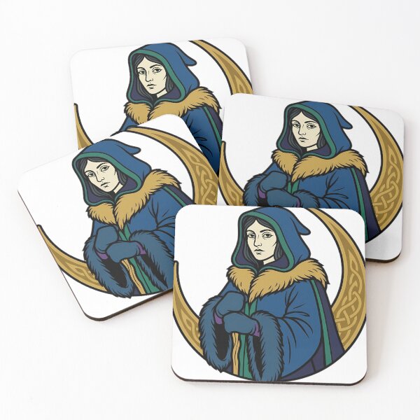 Item preview, Winter Witch with a Gold Crescent Moon - Cold Moon Emblem designed and sold by IllumeInk.