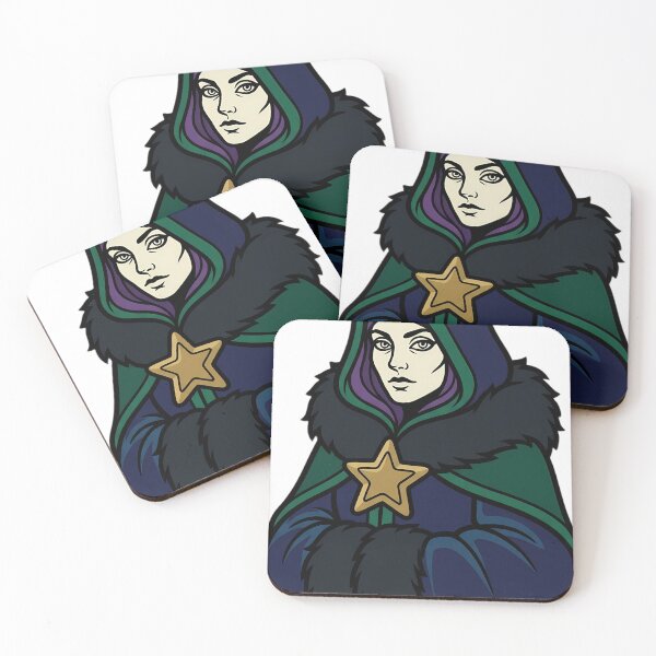 Item preview, Winter Witch with a Gold Star Emblem - Black Christmas Emblem designed and sold by IllumeInk.