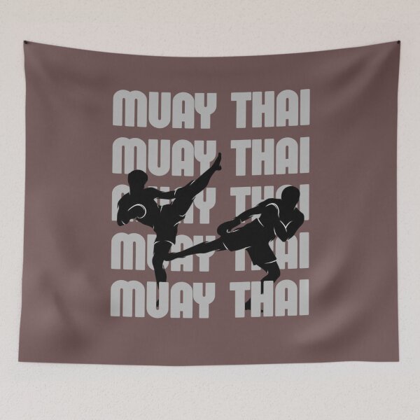 Item preview, Muay Thai Fighters Silhouette Bold Typography designed and sold by PodunkClothing.