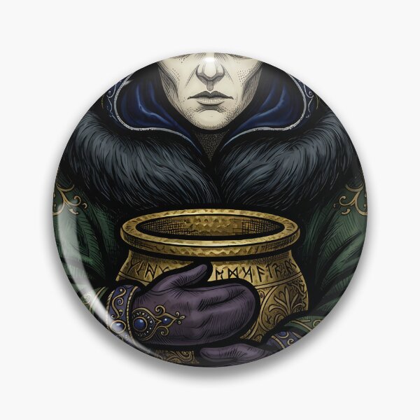 Item preview, Winter Witch with a Small Brass Cauldron - Black Christmas Emblem designed and sold by IllumeInk.