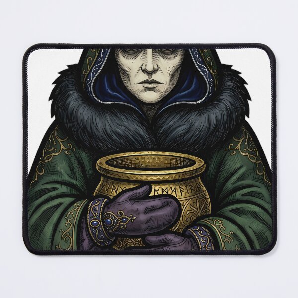 Item preview, Winter Witch with a Small Brass Cauldron - Black Christmas Emblem designed and sold by IllumeInk.