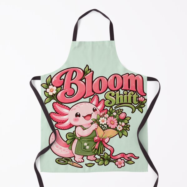 Aperçu de l'œuvre Bloom Shift – Design de boutique de fleurs avec un adorable axolotl créée et vendue par HH Design House.