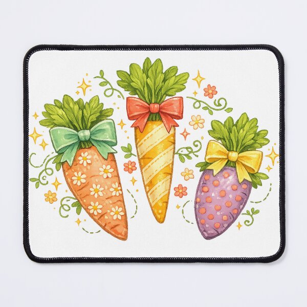 Item preview, Cute Easter Carrots with Bows Pastel Spring Floral Cottagecore Design designed and sold by inkoutninja.