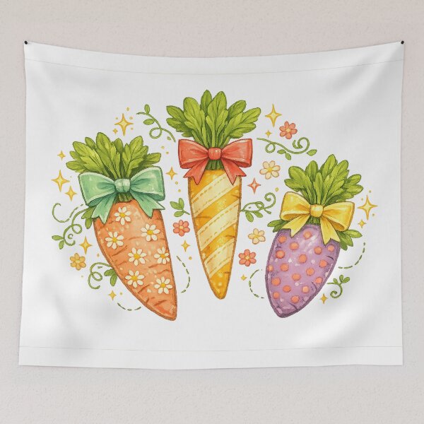 Item preview, Cute Easter Carrots with Bows Pastel Spring Floral Cottagecore Design designed and sold by inkoutninja.