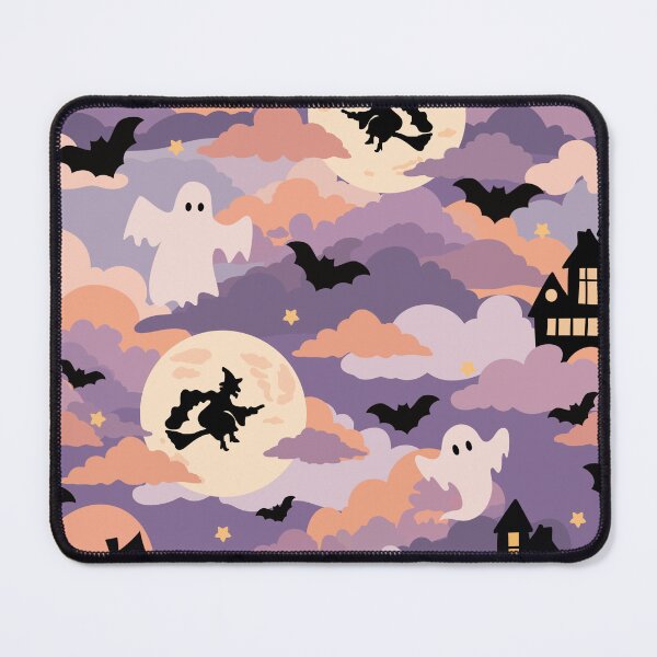 Item preview, Cute Pastel Halloween Seamless Pattern with Witch, Ghosts and Bats designed and sold by i-have-idea.