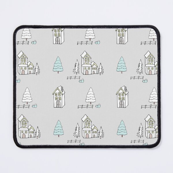 Item preview, Christmas snowy homes in neutrals designed and sold by Quiet Waters Design.