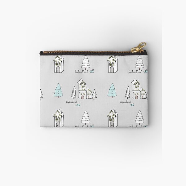 Item preview, Christmas snowy homes in neutrals designed and sold by Quiet Waters Design.