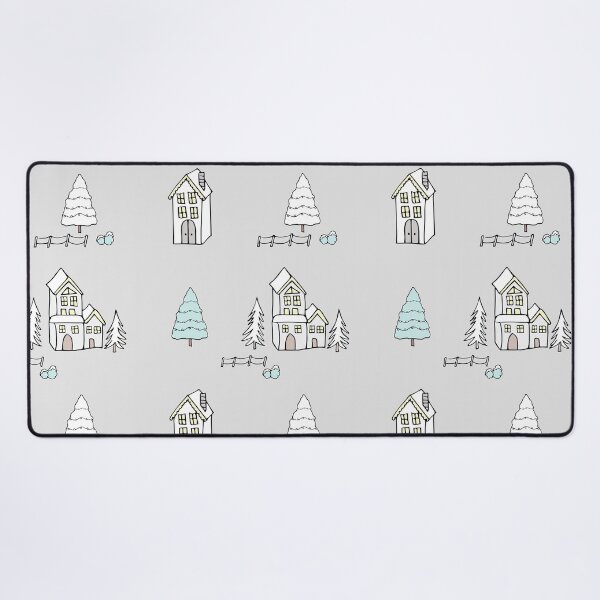 Item preview, Christmas snowy homes in neutrals designed and sold by Quiet Waters Design.
