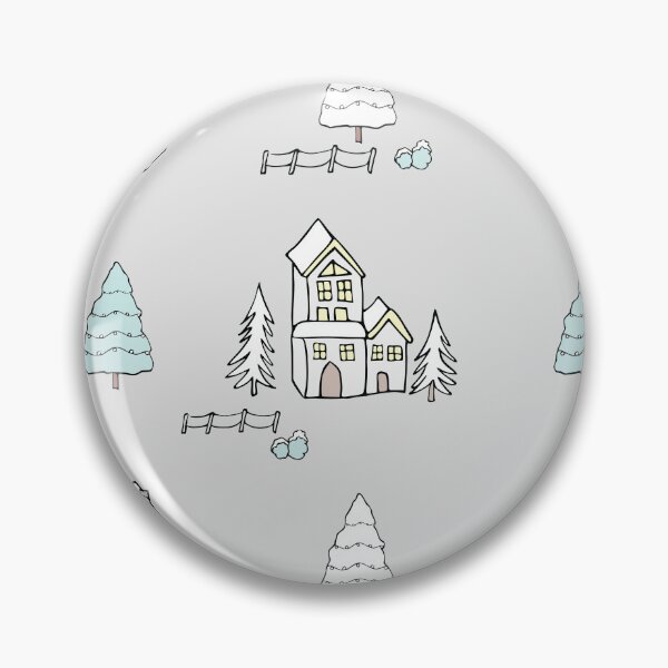 Item preview, Christmas snowy homes in neutrals designed and sold by Quiet Waters Design.