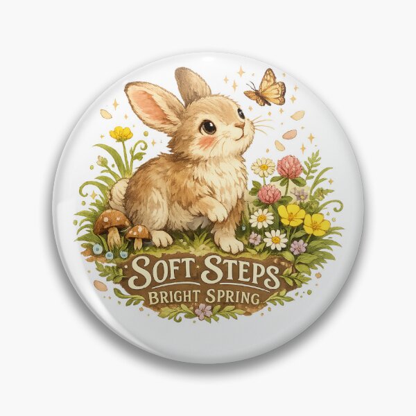 Item preview, Soft Steps Bright Spring Cute Bunny Floral Cottagecore Design designed and sold by inkoutninja.