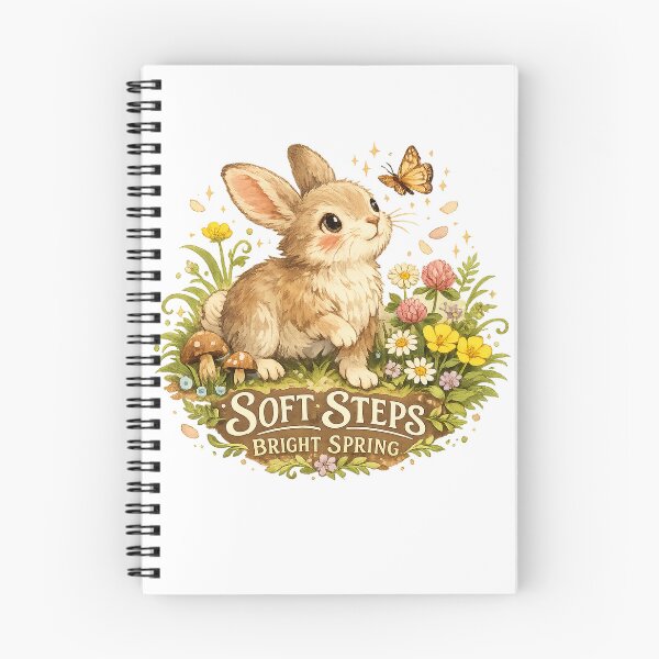 Item preview, Soft Steps Bright Spring Cute Bunny Floral Cottagecore Design designed and sold by inkoutninja.