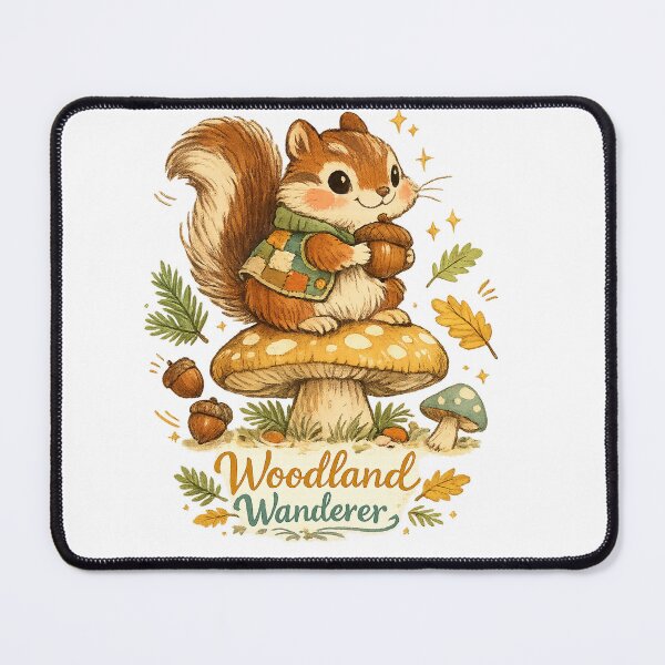 Item preview, Woodland Wanderer Cute Squirrel Mushroom Autumn Cottagecore Design designed and sold by inkoutninja.