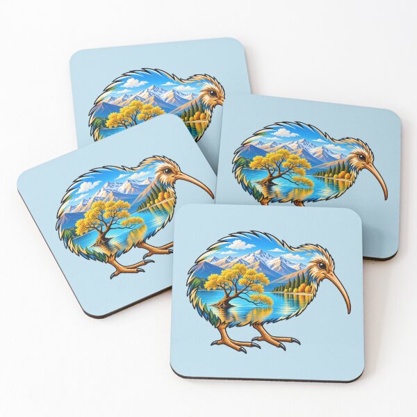 Item preview, Wanaka, New Zealand - Golden Willow Tree & Kiwi Bird designed and sold by Myra365Art.